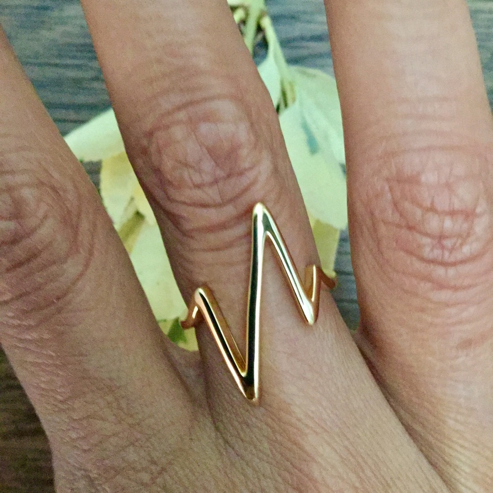 Gold heartbeat Ring